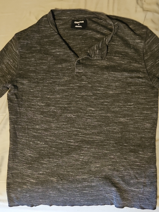 Express Other - Express Men’s Heathered Gray V-Neck Henley
